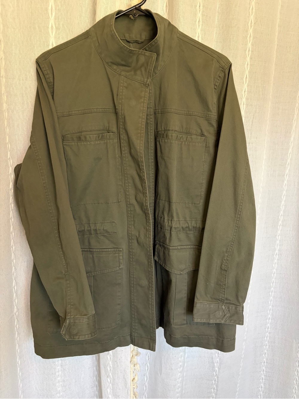 Womens Olive Jacket- drawstring around waist